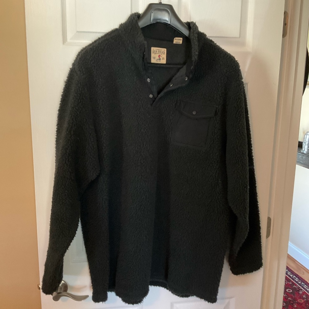 Red Head Sherpa Pullover 2XLT Black Snap Fleece Tall
